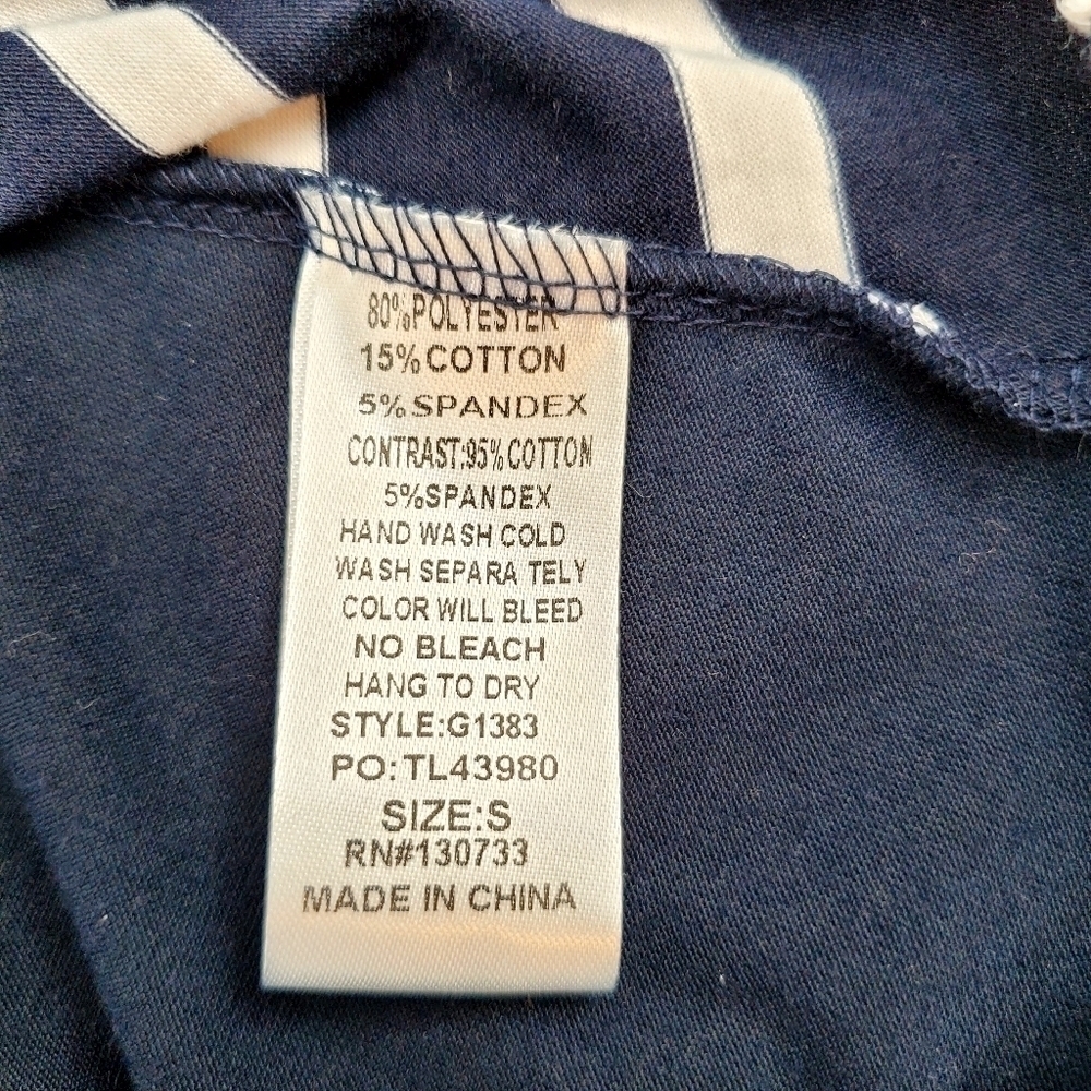 Umgee Blue White Striped Ruffle Top - Picture 4 of 5